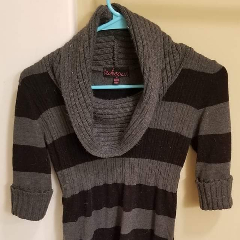 Cowl neck sweater dress